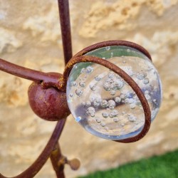 Balancier décoratif de jardin en fer motif chouette coloré vue du contreppoids