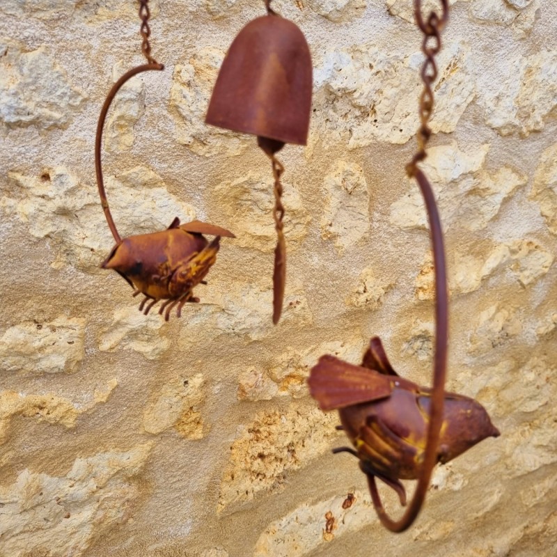 Pic de jardin décoratif, carillon, balancier en fer oiseaux