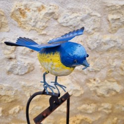 Mobile Balancier de Jardin en Métal Motif Oiseaux mésange bleue Hauteur 130 cm vue de la grosse messenge 