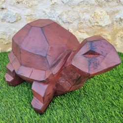 Tortue en résine géométrique marron patiné noir