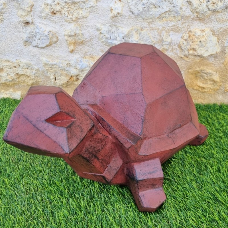 Tortue en résine géométrique marron patiné noir