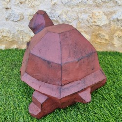 Tortue en résine géométrique marron patiné noir