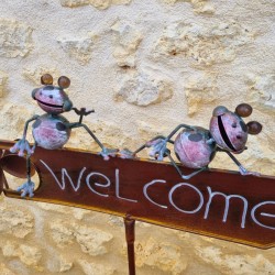 Pic, tuteur décoratif de jardin welcome grenouille