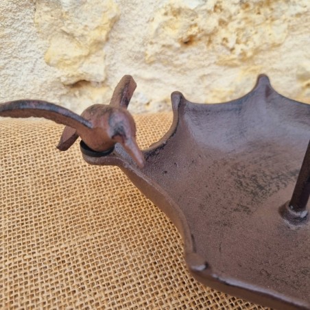 Bain d'oiseaux, mangeoire en fonte à poser en forme de parapluie