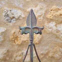 Grille, bordure en fer fleur de lys vert