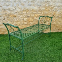 Banc de jardin Dagobert vert ancien vue de profil