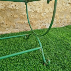 Banc de jardin fer forgé patiné vert antique confortable