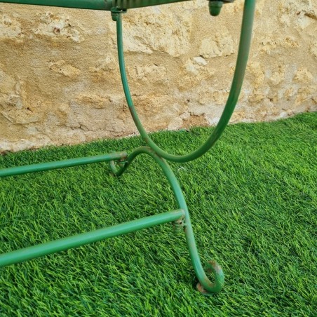 Banc de jardin fer forgé patiné vert antique confortable
