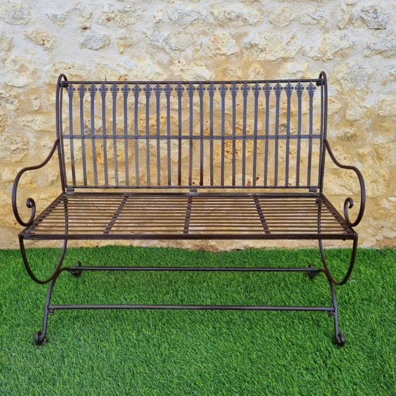 Banc de jardin fer forgé patiné marron antique confortable 229,00