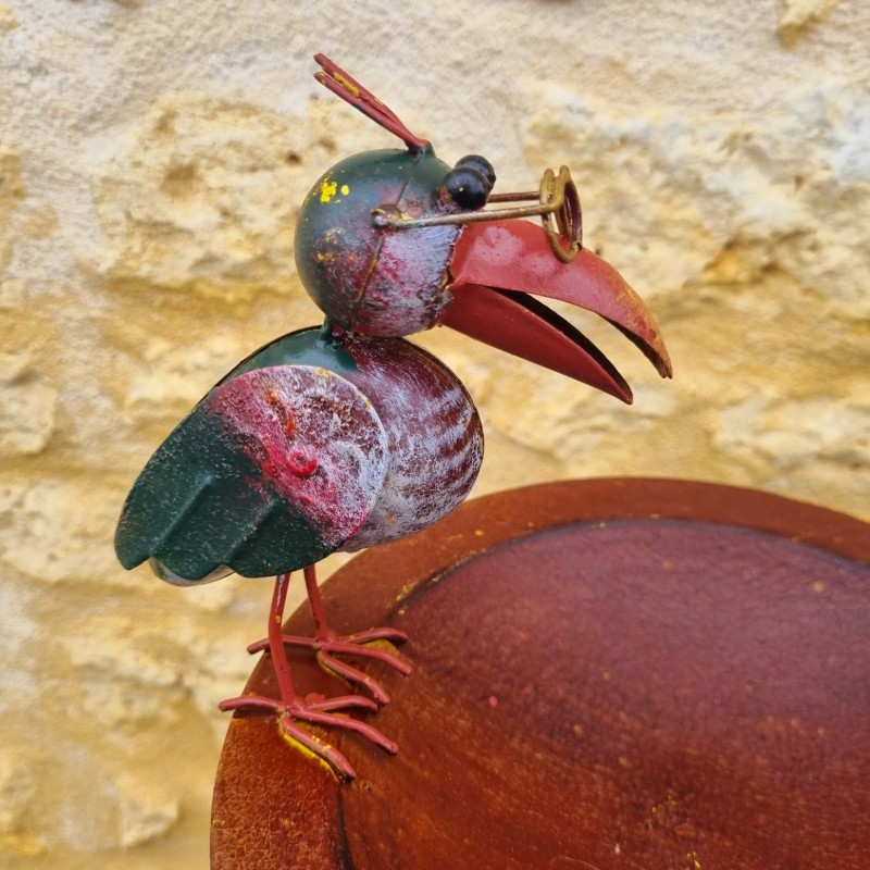 Bain d'oiseaux , mangeoire à graine corbeaux colorés déco de jardin métal 110 cm 34,90 € LEZARD DU JARDIN