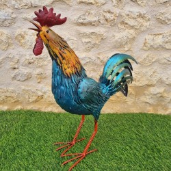 Coq très coloré en fer H57cm