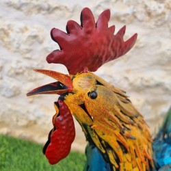 Coq très coloré en fer H57cm