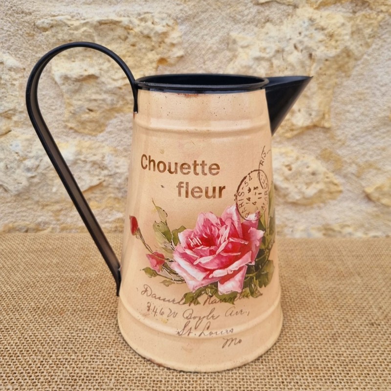  Broc décoratif style ancien carte postale et rose 18,90 € LEZARD DU JARDIN