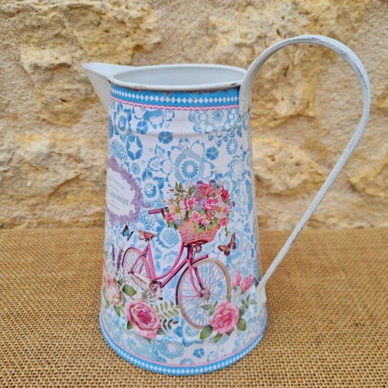  Broc décoratif style ancien vélo et fleurs couleurs pastel 18,90 € LEZARD DU JARDIN