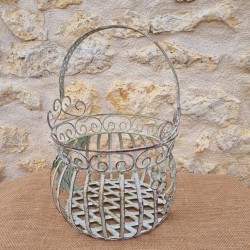 Panier en fer vert beige marron