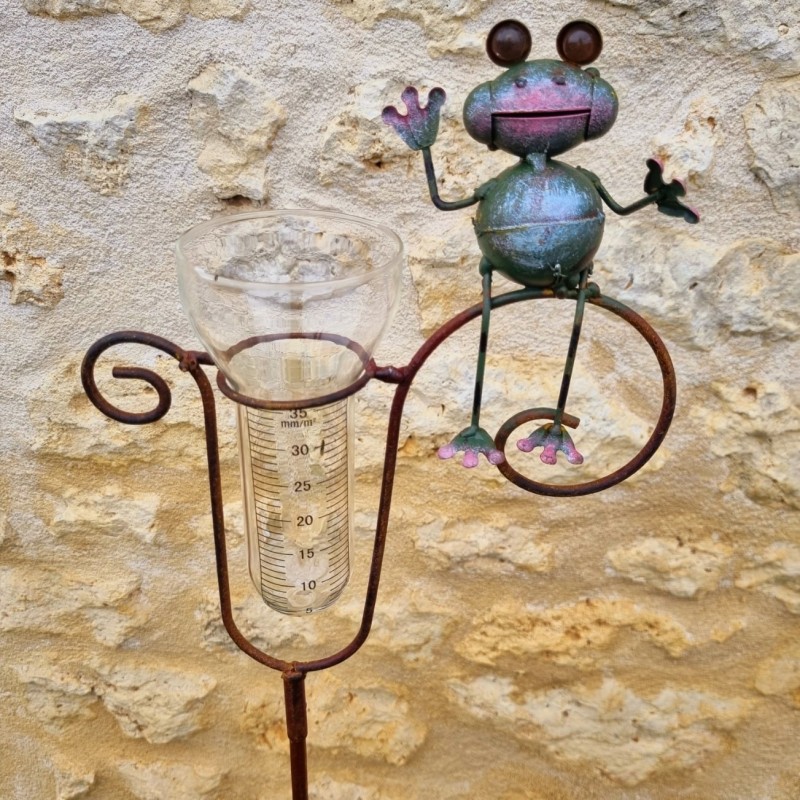 Pluviomètre décoratif motif grenouille coloré 132 cm 34,90 € LEZARD DU JARDIN