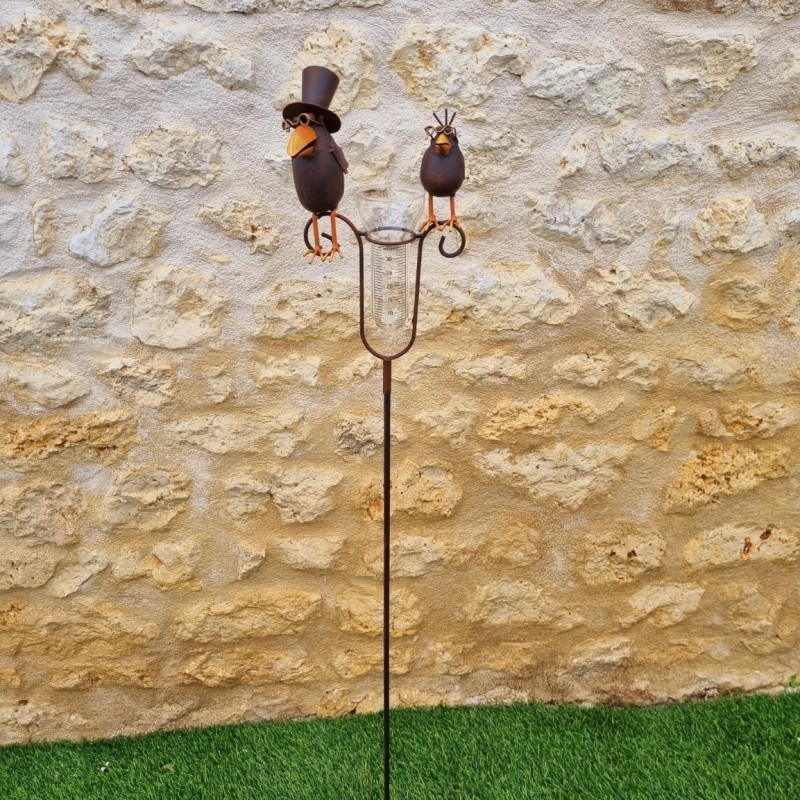 Pluviomètre décoratif motif corbeaux couleur marron 145 cm 39,90 € LEZARD DU JARDIN