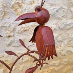 Pluviomètre corbeaux métal rouille 127 cm | Lézard Jardin.