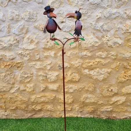 Pluviomètre corbeaux décoratif métal H127 | Lézard du Jardin