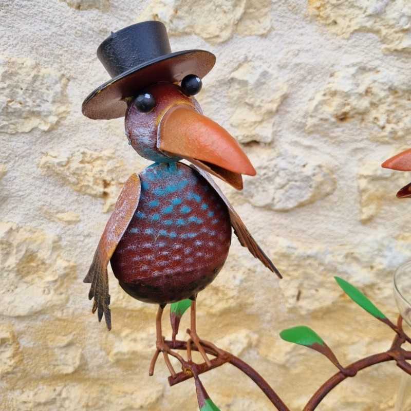 Pluviomètre corbeaux décoratif métal H127 | Lézard du Jardin