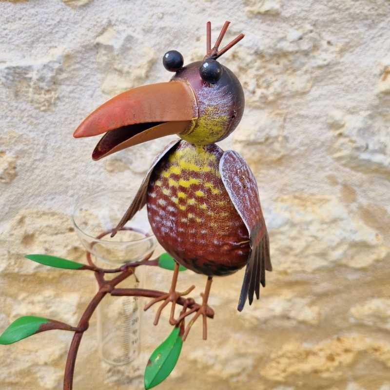 Pluviomètre corbeaux décoratif métal H127 | Lézard du Jardin
