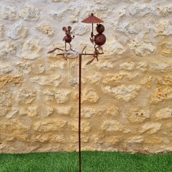 Pluviomètre à piquer motif chat et souris Tuteur Plante Décoration de Jardin en Fer Patiné et entonnoir Tube en Verre 39,90 € L