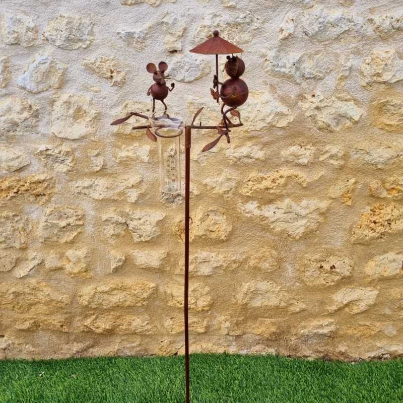 Pluviomètre chat souris métal H117 cm | -Lézard du Jardin.