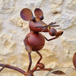Pluviomètre chat souris métal H117 cm | -Lézard du Jardin.