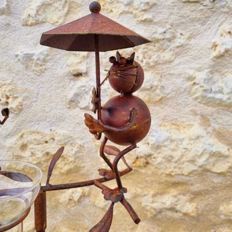 Pluviomètre chat souris métal H117 cm | -Lézard du Jardin.