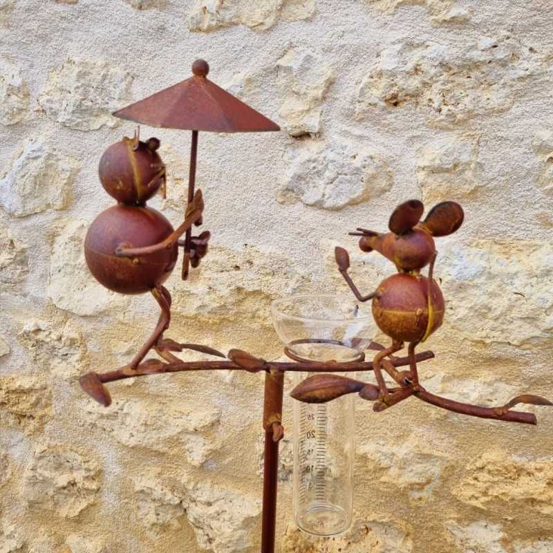 Pluviomètre chat souris métal H117 cm | -Lézard du Jardin.