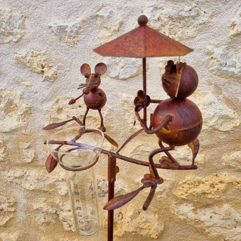 Pluviomètre chat souris métal H117 cm | -Lézard du Jardin.
