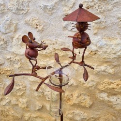 Pluviomètre chat souris métal H117 cm | -Lézard du Jardin.