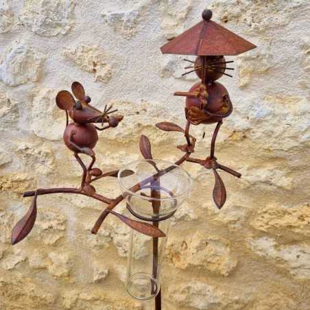 Pluviomètre chat souris métal H117 cm | -Lézard du Jardin.