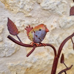 Bain d'oiseau sur pic en fer coloré ,mangeoire H127 cm