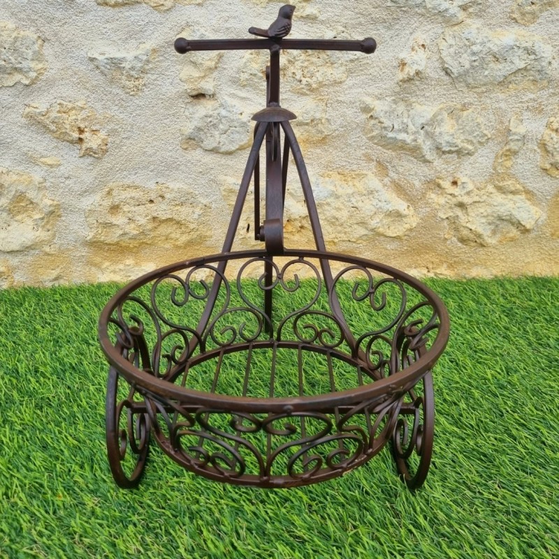 Porte plante tricycle marron panier bas 49,90 € LEZARD DU JARDIN