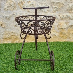 Porte plante tricycle marron panier haut