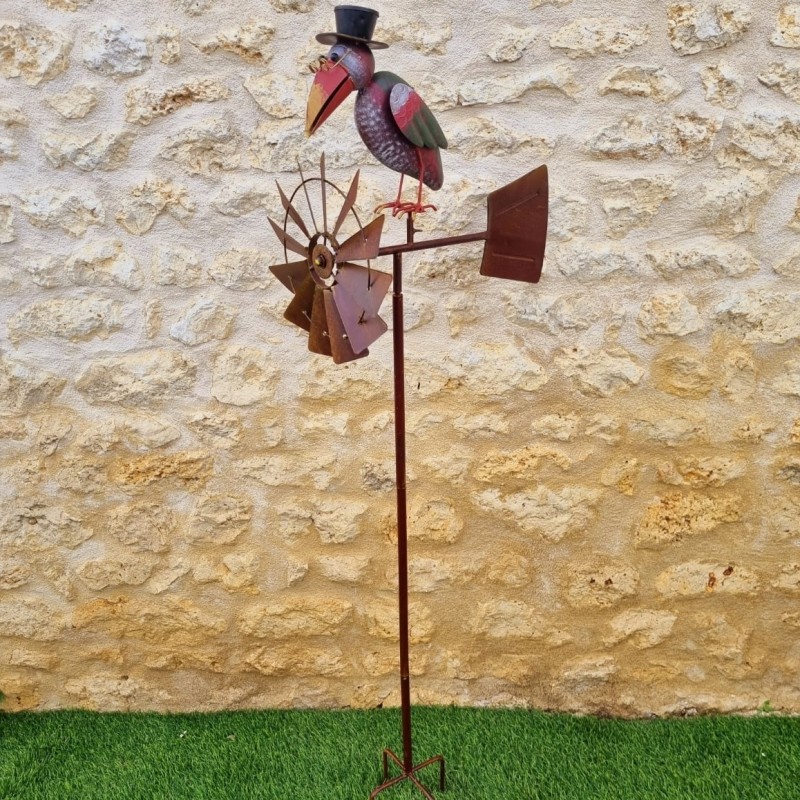 Pic, mobile, éolienne de jardin en fer motif corbeau 54,90 € LEZARD DU JARDIN