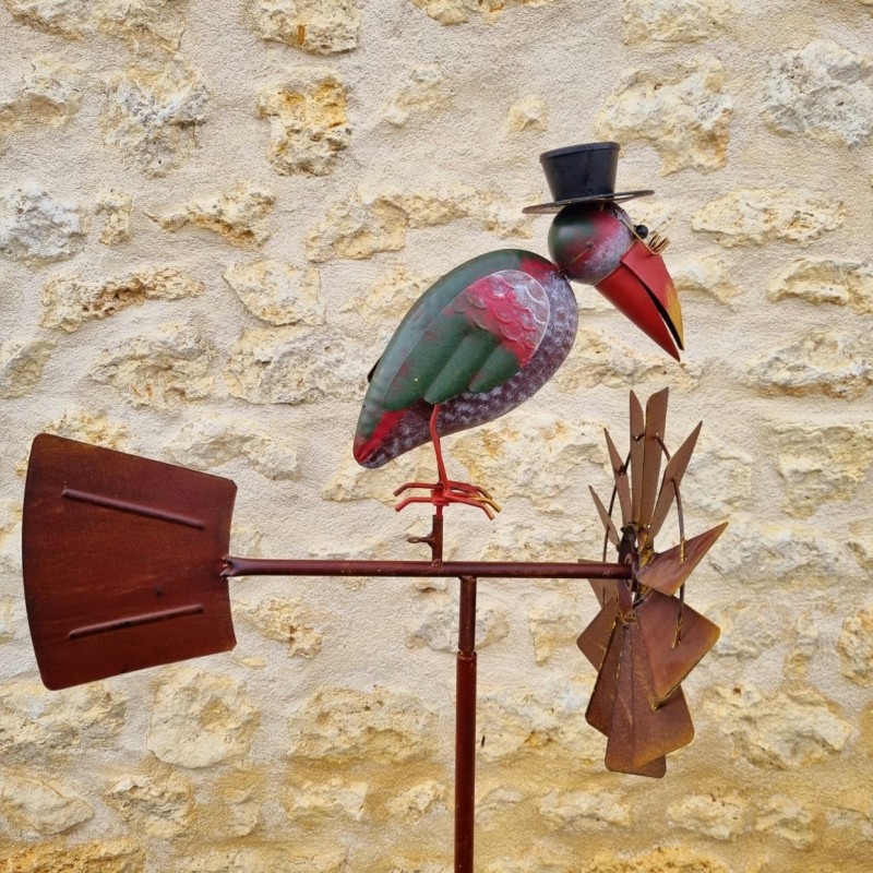 Pic, mobile, éolienne de jardin en fer motif corbeau 54,90 € LEZARD DU JARDIN