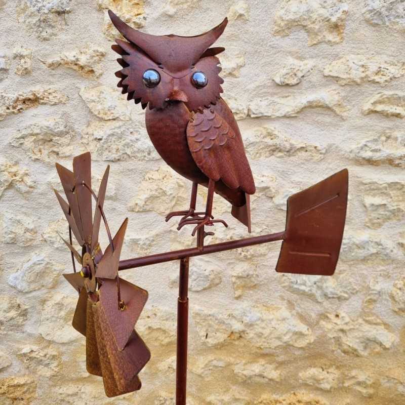joli éolienne chouette jardin H154 cm | -Lézard du Jardin.