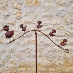 Pic de jardin décoratif, mobile, balancier en fer famille d'oiseaux 39,90 € LEZARD DU JARDIN