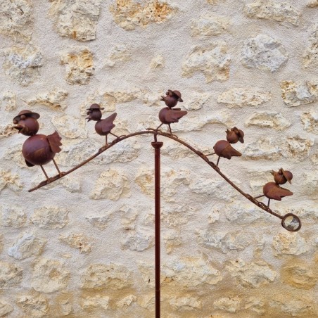 Pic de jardin décoratif, mobile, balancier en fer famille d'oiseaux 39,90 € LEZARD DU JARDIN