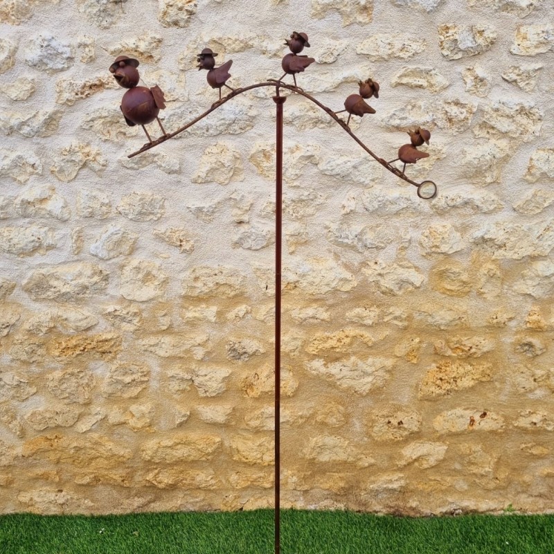 Pic de jardin décoratif, mobile, balancier en fer famille d'oiseaux 39,90 € LEZARD DU JARDIN