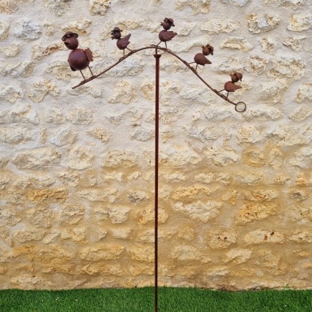 Pic de jardin décoratif, mobile, balancier en fer famille d'oiseaux 39,90 € LEZARD DU JARDIN