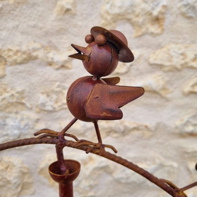 Pic de jardin décoratif, mobile, balancier en fer famille d'oiseaux 39,90 € LEZARD DU JARDIN
