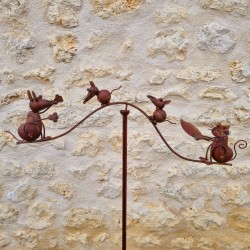 Mobile de Jardin décoration métal chat et souris hauteur 156 cm 39,90 € LEZARD DU JARDIN