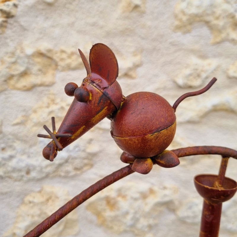 Mobile de Jardin décoration métal chat et souris hauteur 156 cm 39,90 € LEZARD DU JARDIN