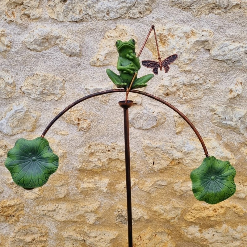 Balancier de jardin avec grenouille en fonte