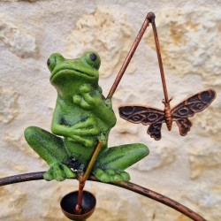 Balancier de jardin avec grenouille en fonte