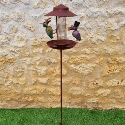 Mangeoire à Oiseaux sur Pic Mobile Corbeaux en Métal 23x30x132cm