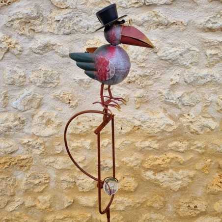 Balancier corbeau de jardin métal et verre à planter. -LDJ .